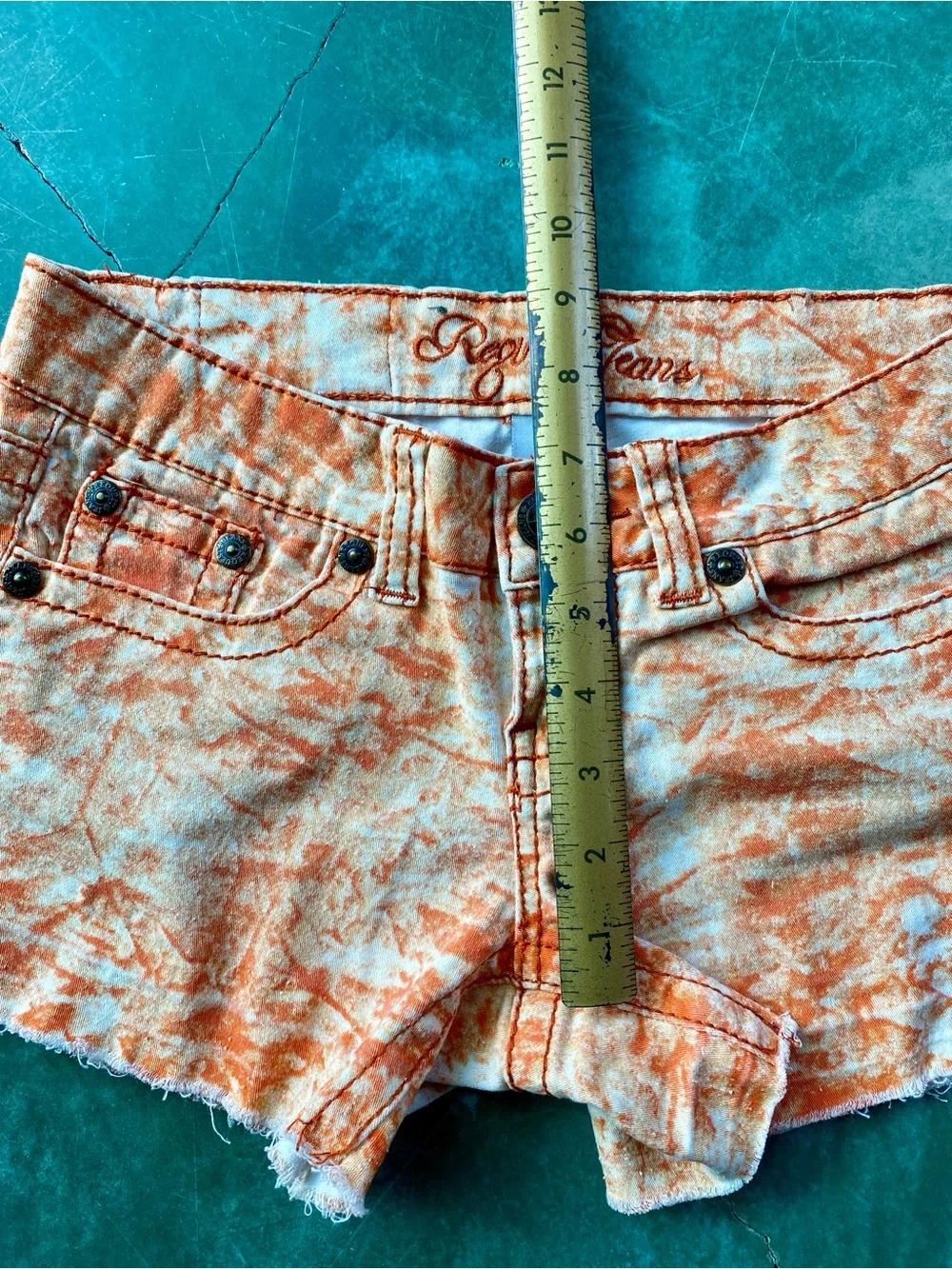 Orange & White Tie-Dye Jean Shorts - Casual Festival Cutoffs